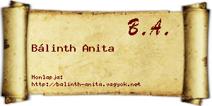 Bálinth Anita névjegykártya