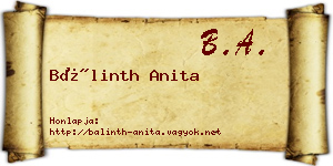 Bálinth Anita névjegykártya