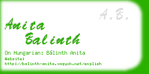 anita balinth business card